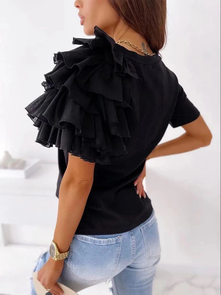 Ruffle Sleeve T-Shirt