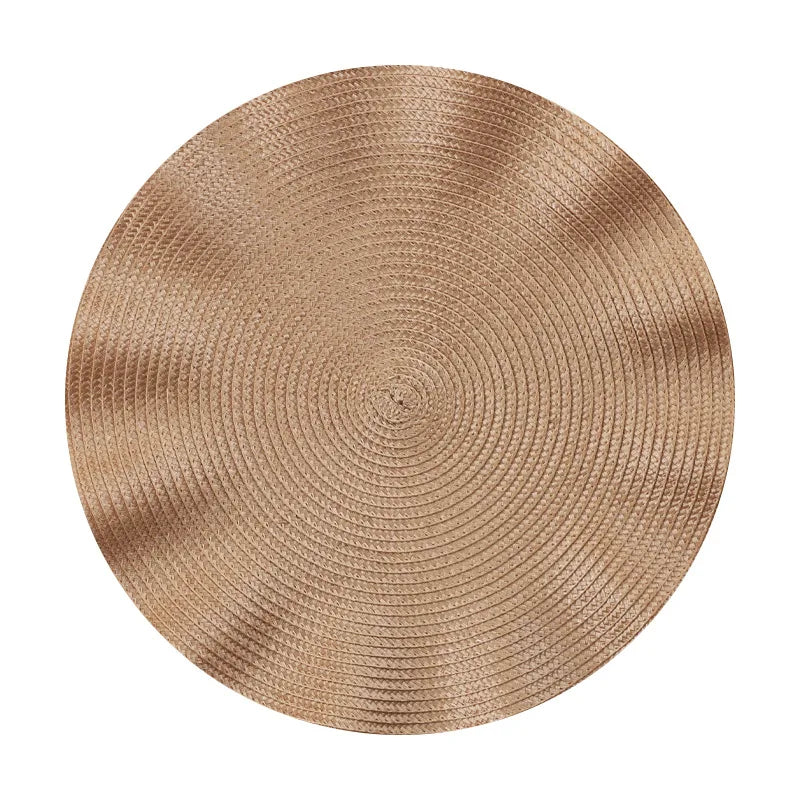 Braided Scallop Edge Placemats – Set of 6 Round 38cm Non-Slip Table Mats with Ripple Design for Dining Decor