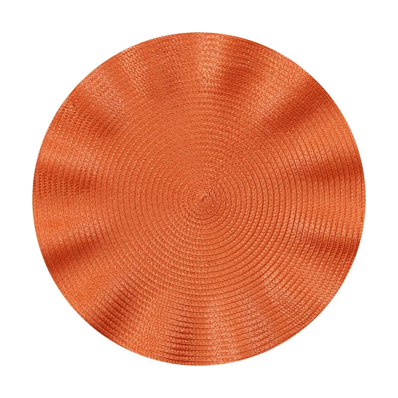 Braided Scallop Edge Placemats – Set of 6 Round 38cm Non-Slip Table Mats with Ripple Design for Dining Decor