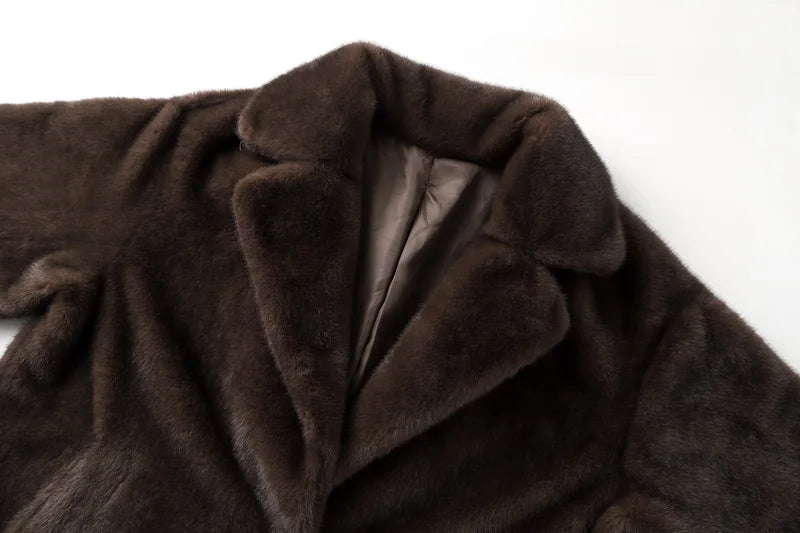 Carmen Brown Luxe Faux Fur Long Coat – Elegant Outerwear
