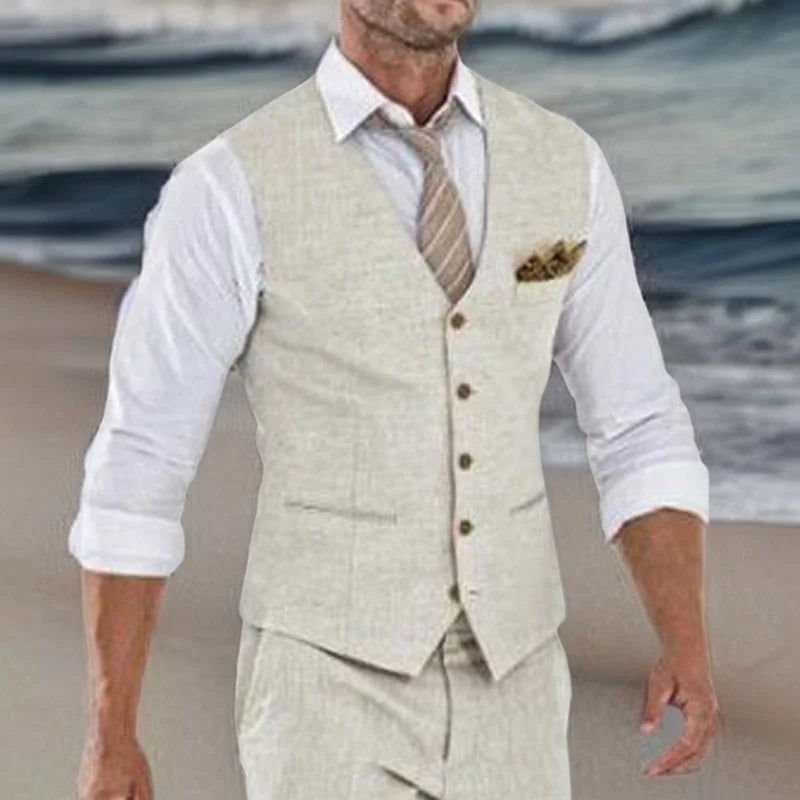 Beige Linen Waistcoat