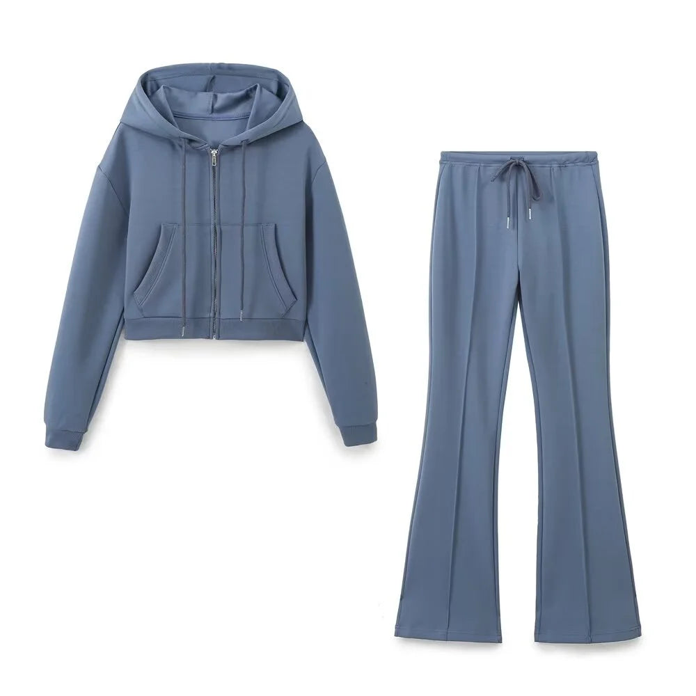 Cropped Hoodie & Flared Joggers Co-Ord Set