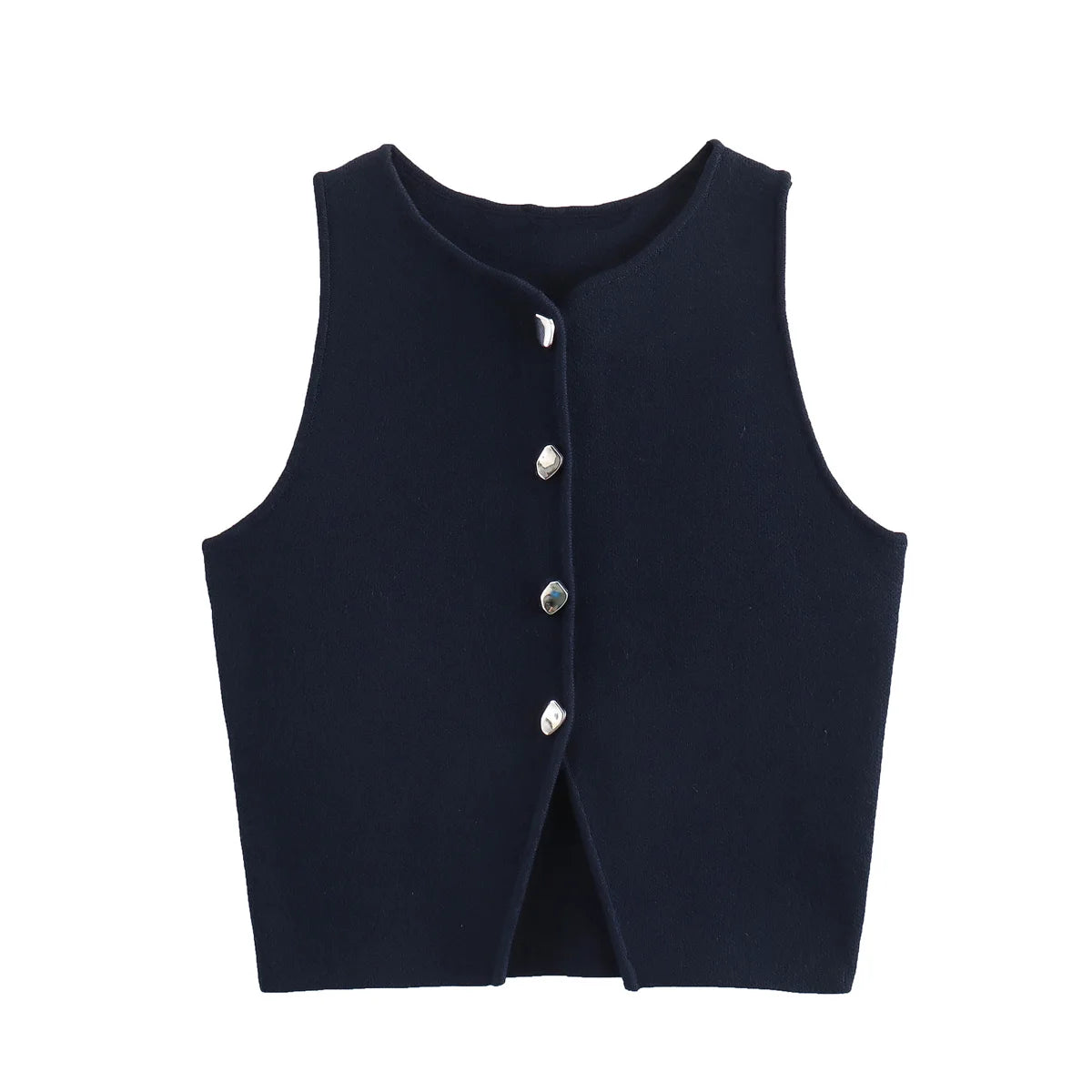 Elegant Button-Up Sleeveless Vest Top