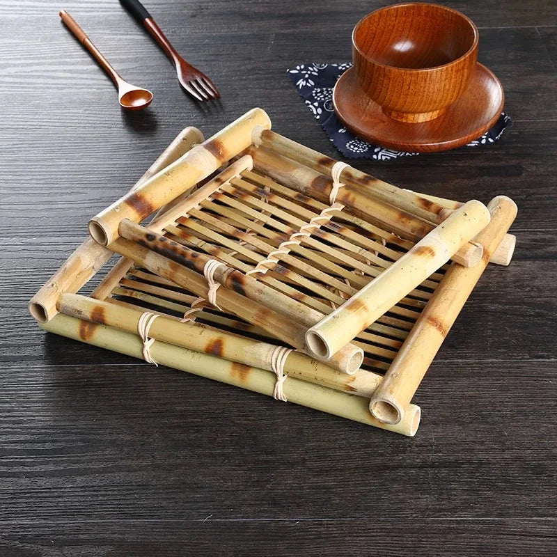 Handmade Bamboo Tea Trays & Decorative Lace Paper Liners - Rustic Wooden Serving Trays for Snacks, Coffee & Afternoon Tea