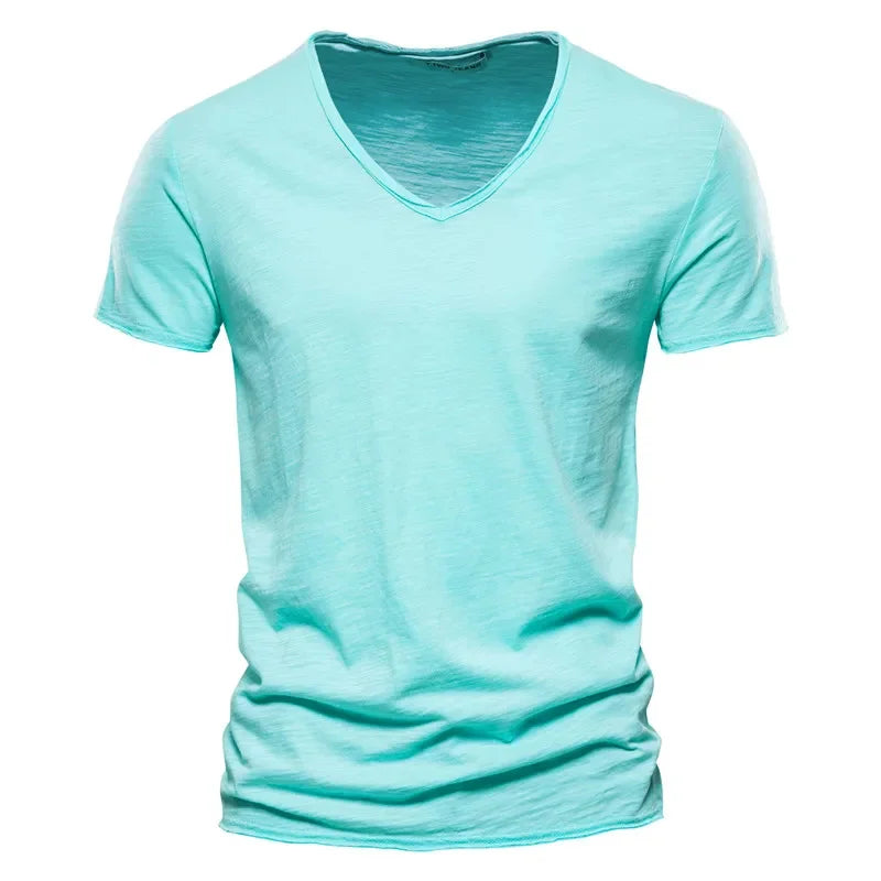Men’s 100% Cotton V-Neck T-Shirt – Slim Fit Lightweight Short Sleeve Casual Tee