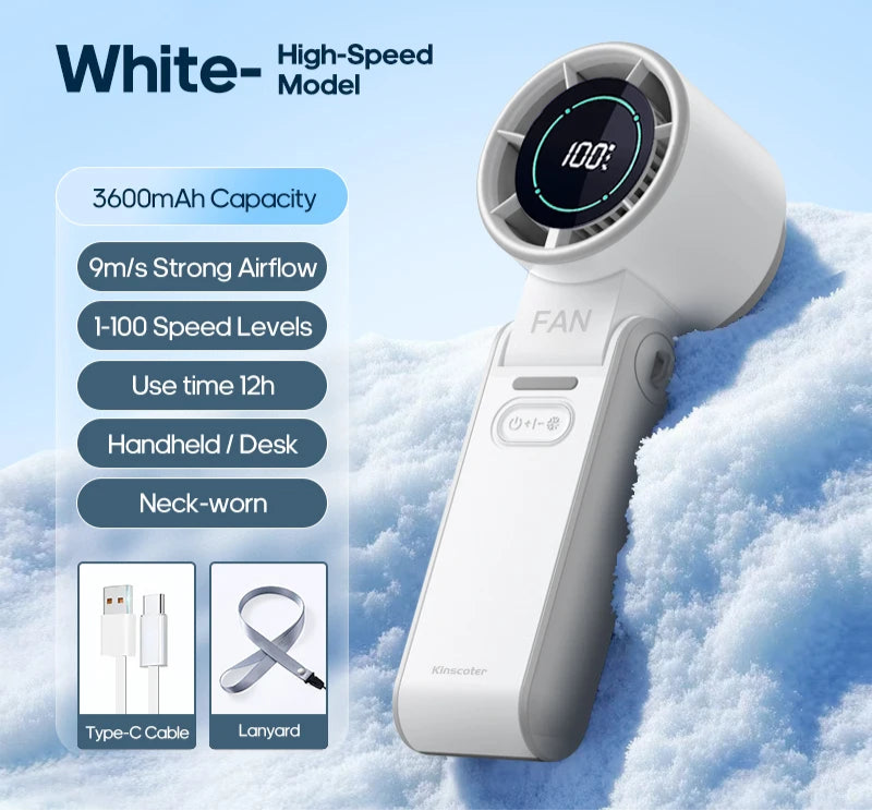 Portable Rechargeable Handheld Fan – 12-Hour Mini Cooling Fan with Adjustable Speeds