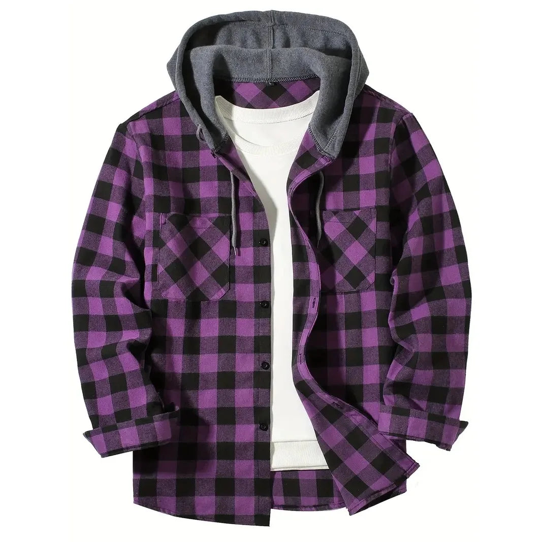 Men's Plaid Hooded Flannel Shirt