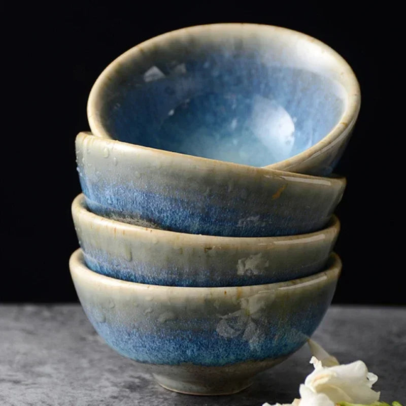 Aozora Japanese Sake Set – 5-Piece Deep Blue Ceramic Bottle & Cup Gift Set for Home Bar and Dining