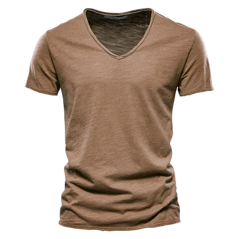 Men’s 100% Cotton V-Neck T-Shirt – Slim Fit Lightweight Short Sleeve Casual Tee
