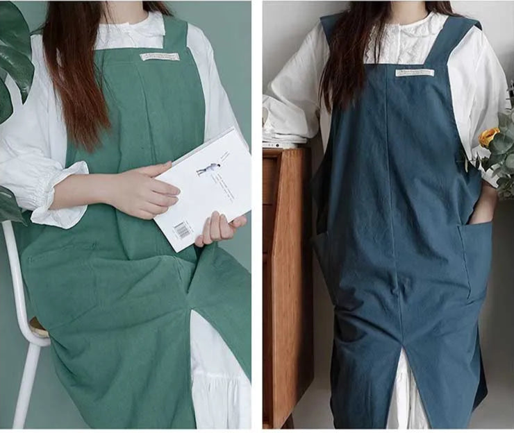 Comfort Fit Cross Back Apron – No-Tie Cooking Apron with Pockets for Kitchen, Baking & Daily Use