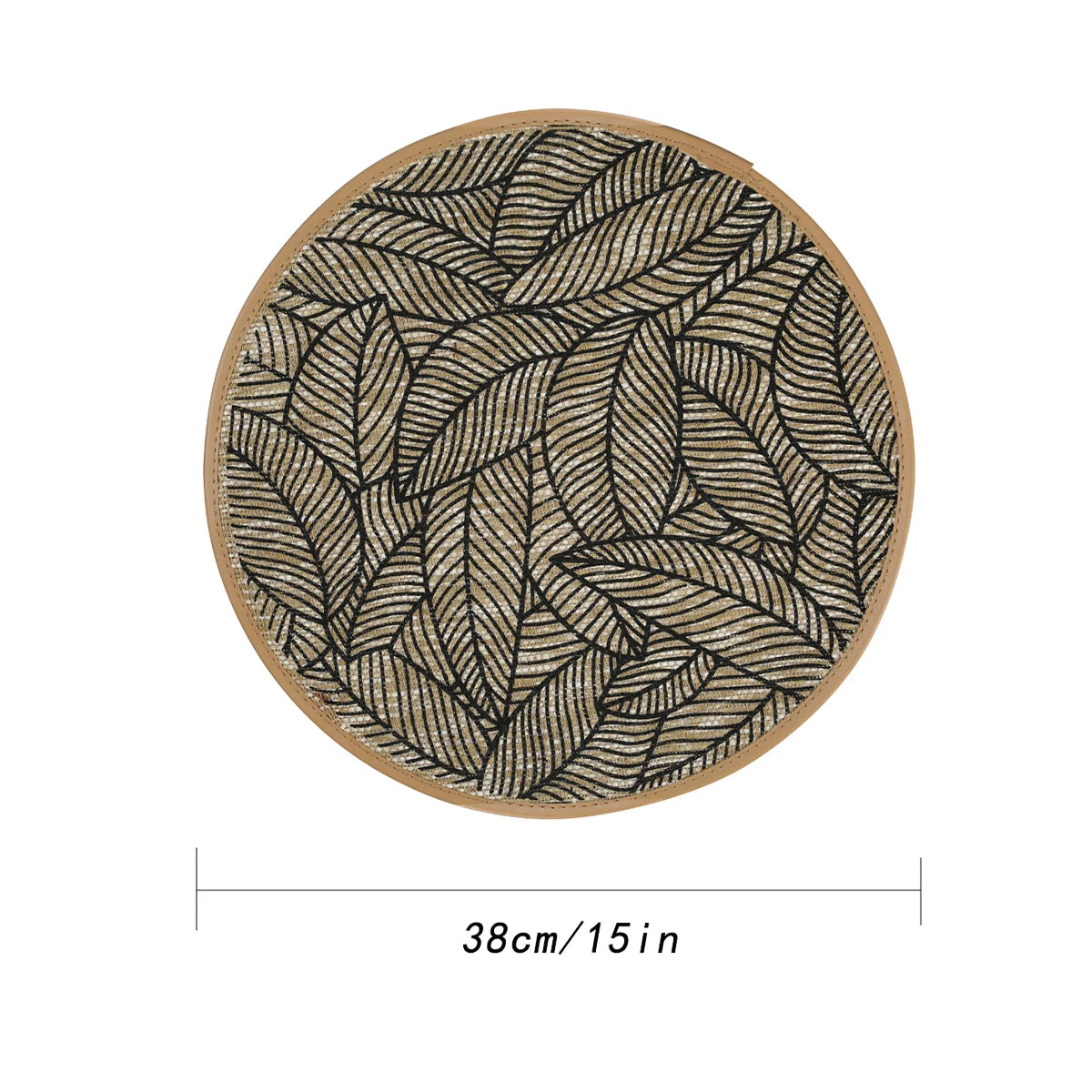Boho Leaf Pattern Round Placemats for Dining Table – 2/4/6/8 Set Decorative Heat Resistant Table Mats
