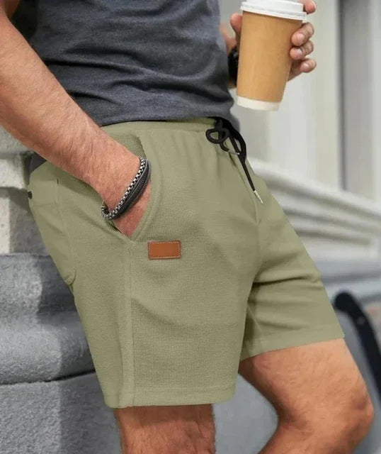 Men’s Waffle Knit Shorts – Textured Drawstring Summer Shorts with Pockets