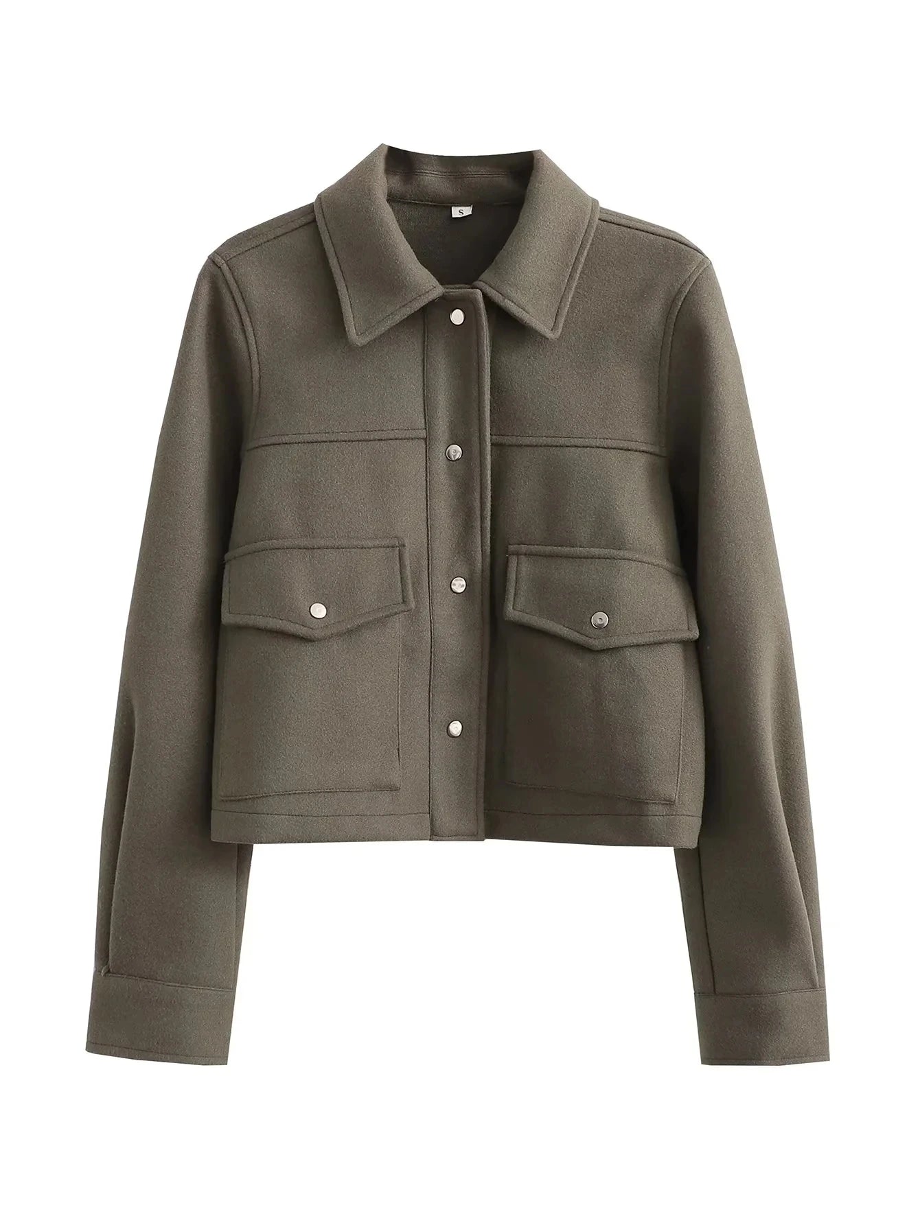 Noa Cropped Lightweight Utility Jacket – Casual Spring Shacket with Front Pockets in Beige, Pink, Green, Khaki & Black