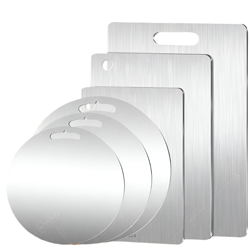 Stainless Steel Chopping Boards – Non-Slip, Hygienic Food Prep Boards in Round & Rectangular Styles