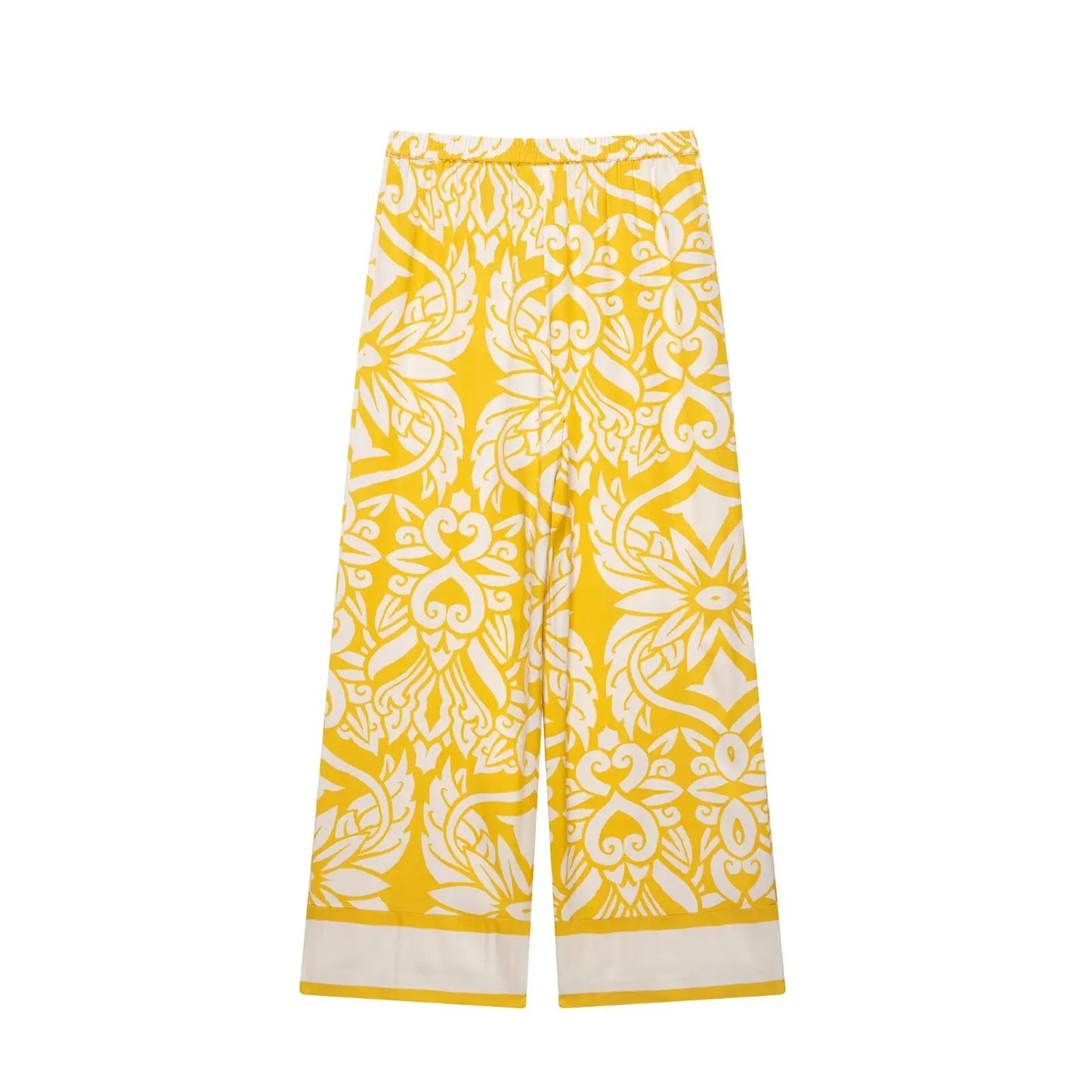 Solina Yellow Print Shirt and Wide-Leg Trouser Co-Ord Set – Bold Summer Two-Piece Holiday Outfit for Women
