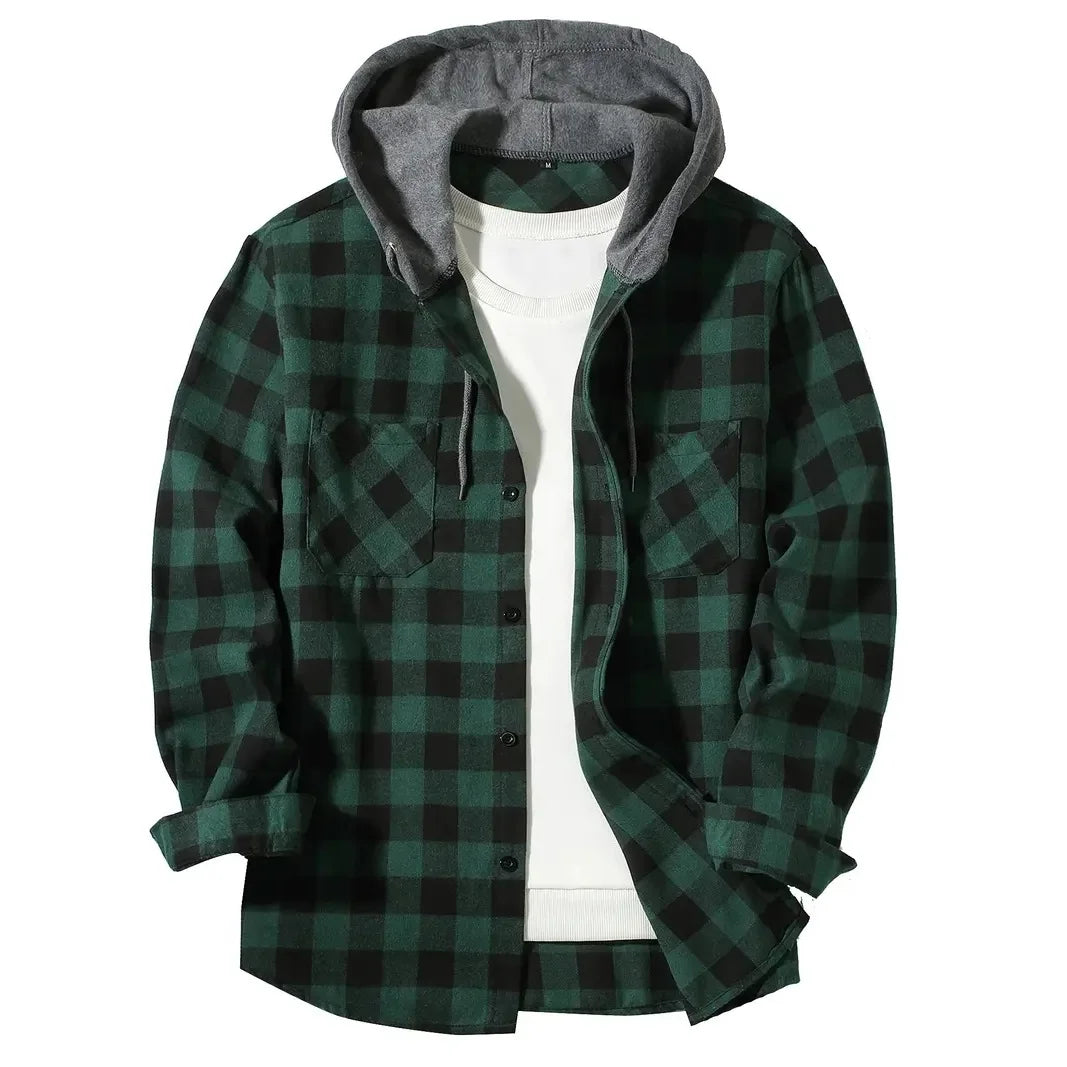 Men's Plaid Hooded Flannel Shirt