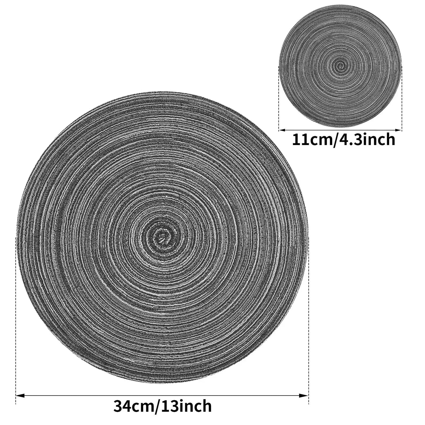 Woven Round Placemats and Coasters Set – 6-Piece Dining Table Mats