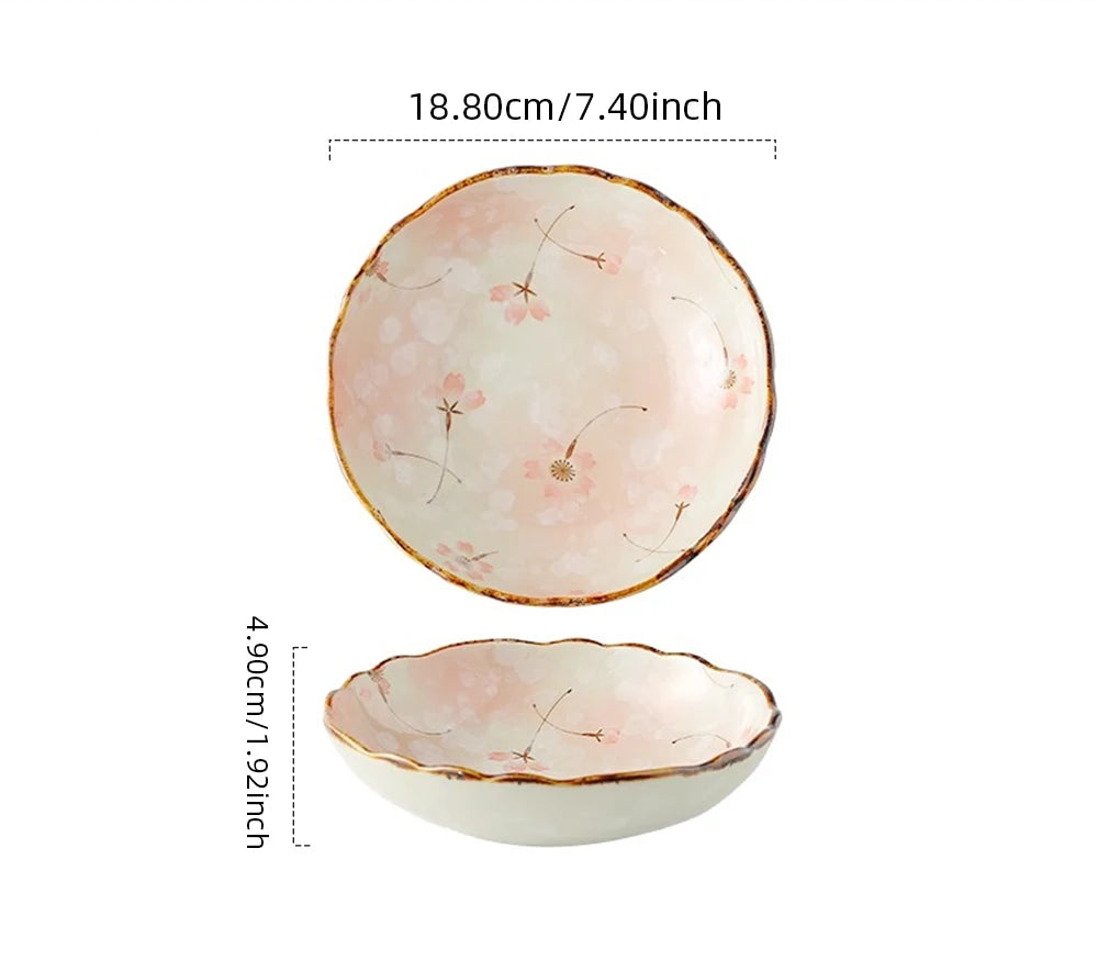Kirei Floral Ceramic Bowl – Decorative Serving & Dining Bowls for Meals, Salads, and Desserts