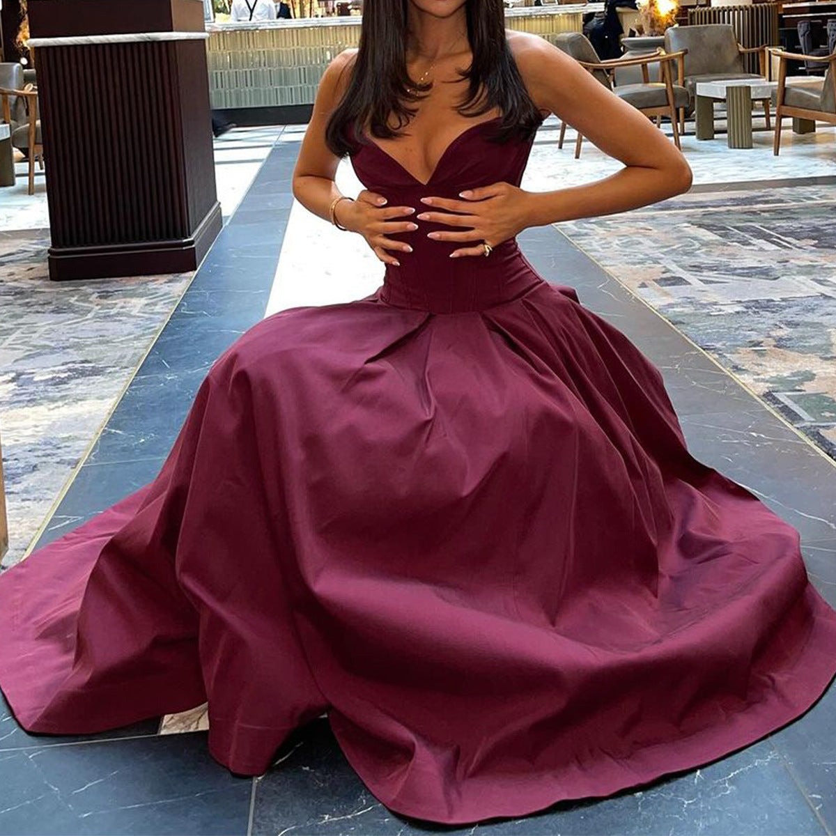 Gorgeous Strapless Sweetheart Neckline Dress with Corset Midi Dress