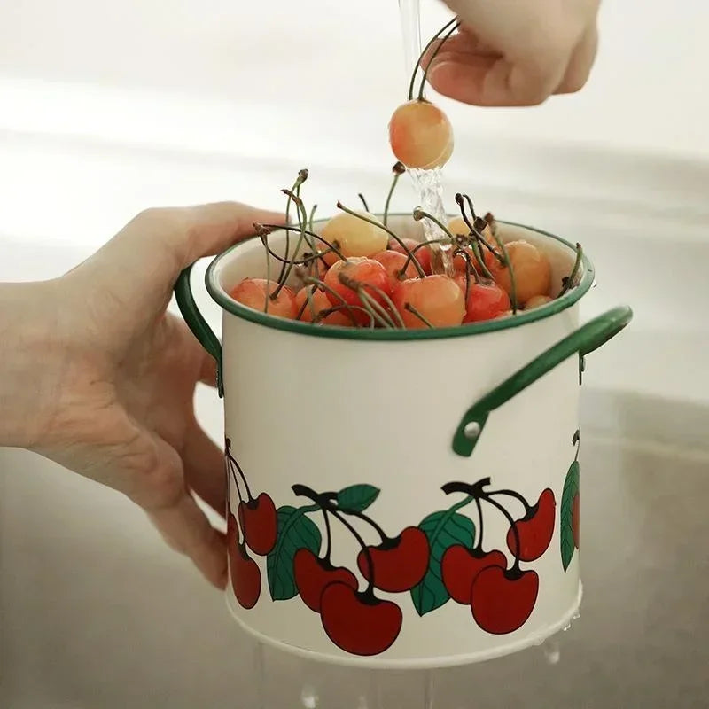 Enamel Utensil Holder – Vintage Kitchen Utensil Pot & Cutlery Storage Jar