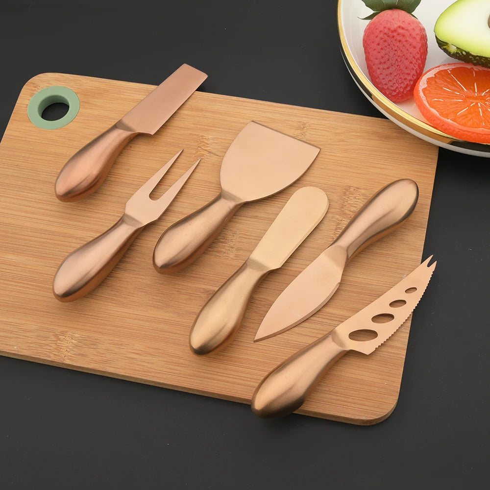 Cheese Knife Set – 6-Piece Stainless Steel Cheese Cutters for Soft & Hard Cheeses - In Various Colours