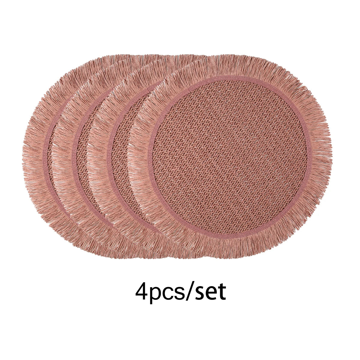 Boho Woven Fringe Placemat – Rustic Round Dining Mat for Indoor & Outdoor Table Settings