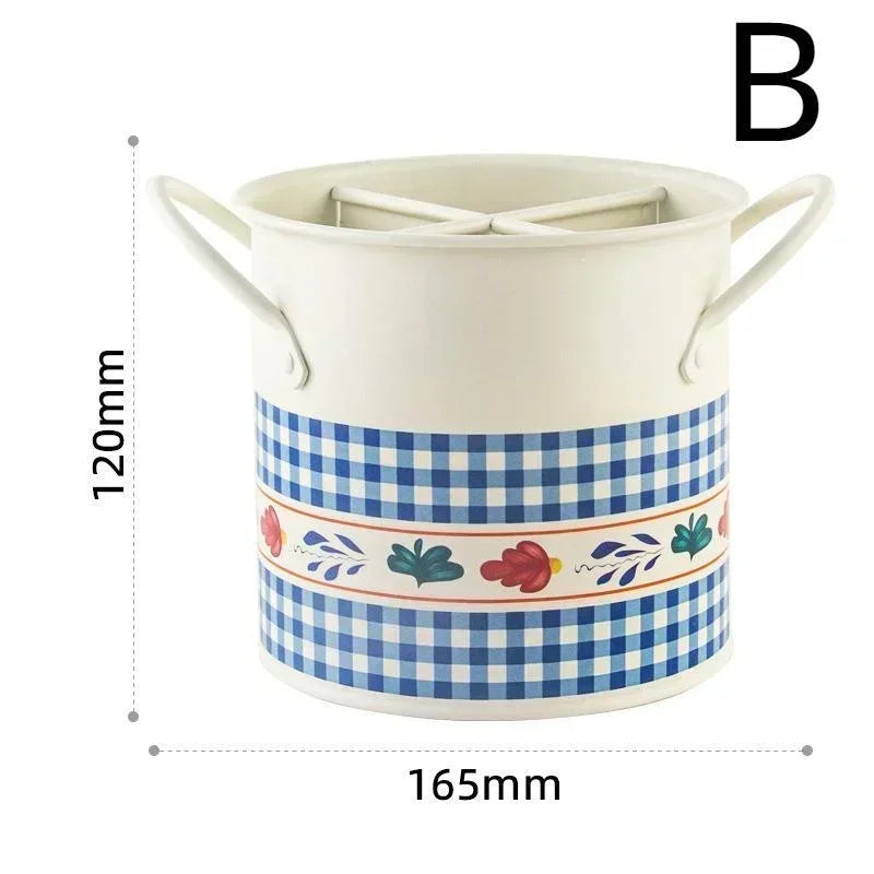 Enamel Utensil Holder – Vintage Kitchen Utensil Pot & Cutlery Storage Jar