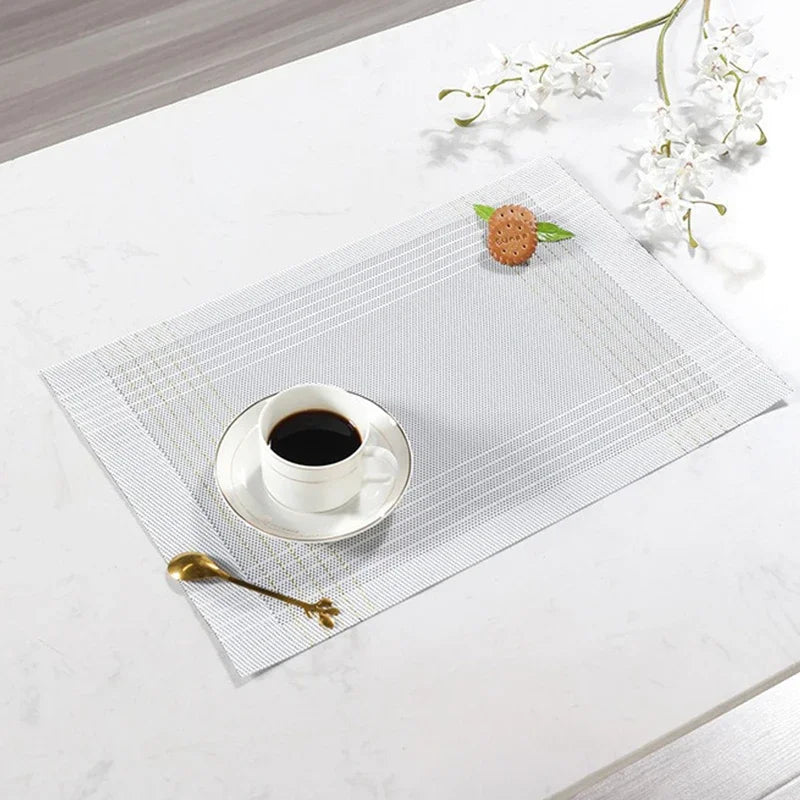 Modern Stripe Woven Placemats – 2/4/6 Piece Set Heat Resistant Table Mats for Dining Table Setting
