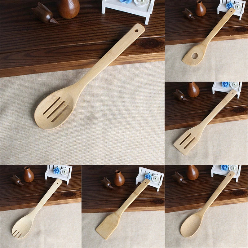 Bamboo Cooking Utensil Set – 6-Piece Wooden Kitchen Tools with Spatula, Spoon & Turner