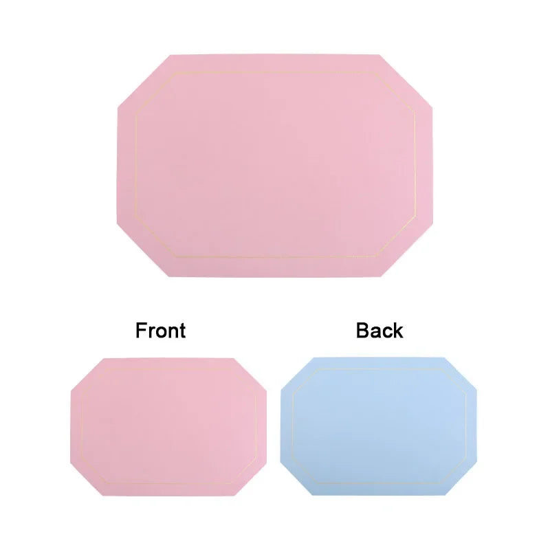 Modern Leather Octagon Placemats – 1/2/4/6 Set Of Reversible Easy-Clean Dining Table Mats in Multi Colours