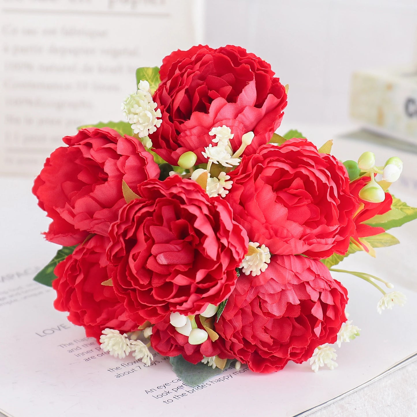 Blush Rose & Hydrangea Flower Bouquet – Pink Faux Floral Centrepiece for Home Decor
