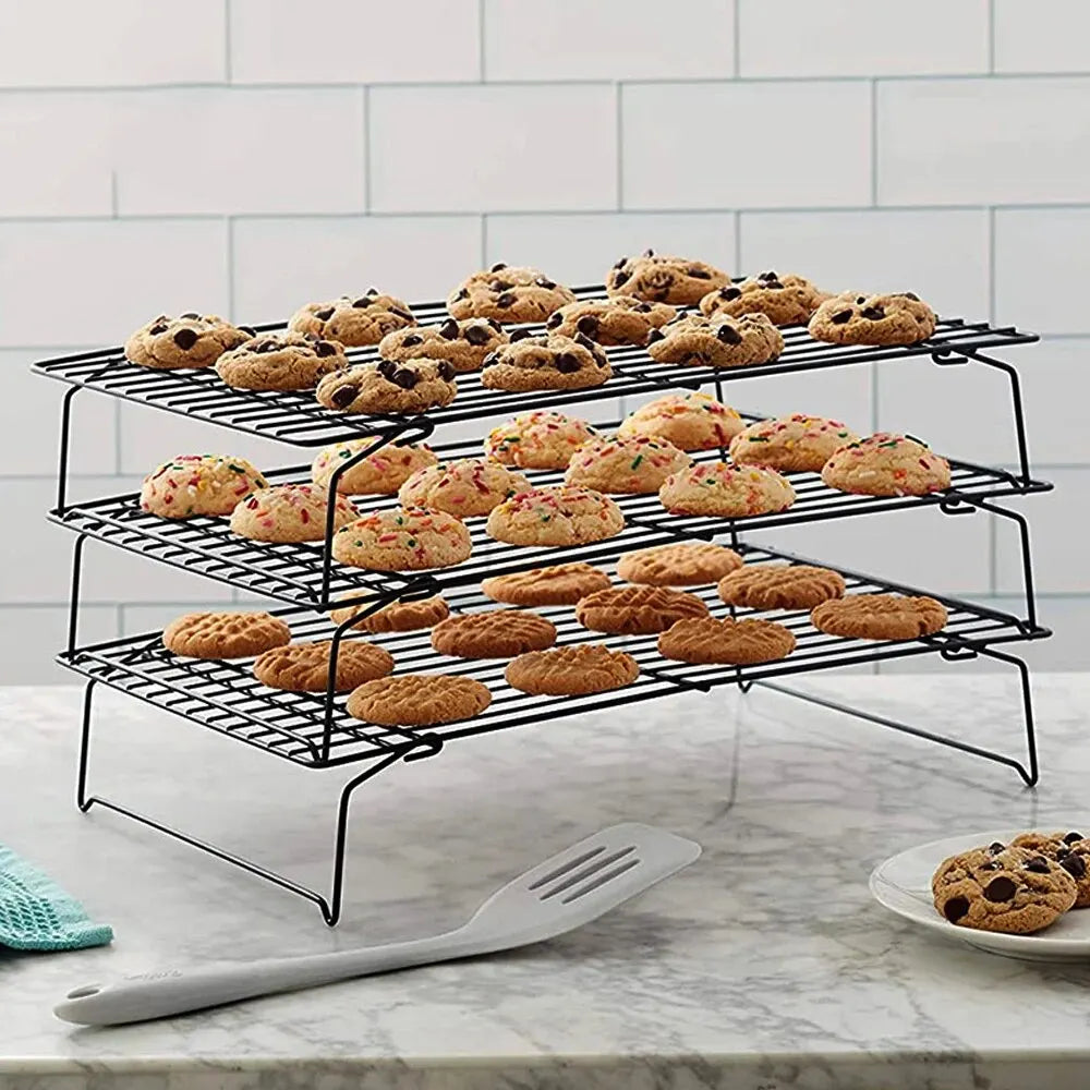 3-Tier Cooling Rack for Baking – Stackable Wire Rack for Cookies, Cakes & Pastries