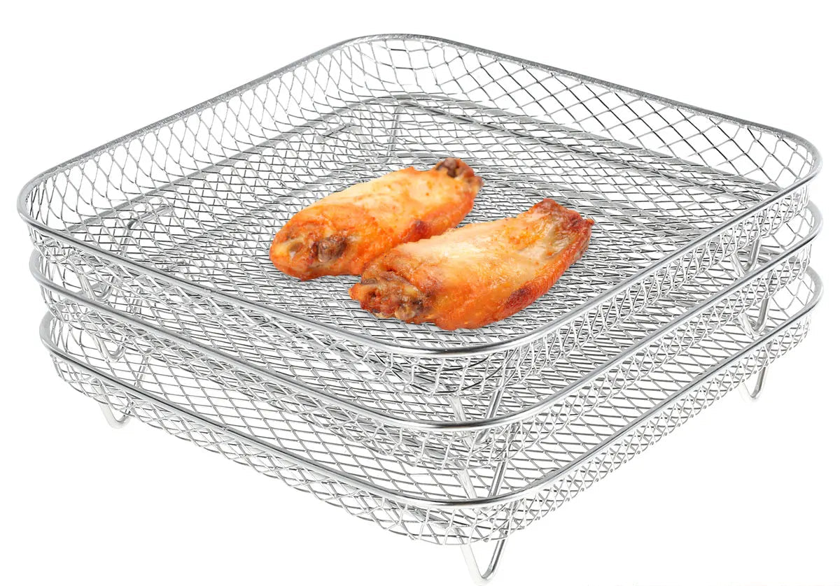 3-Piece Stackable Mesh Cooking & Baking Trays – Stainless Steel Cooking, Baking, Grilling and Cooling Racks