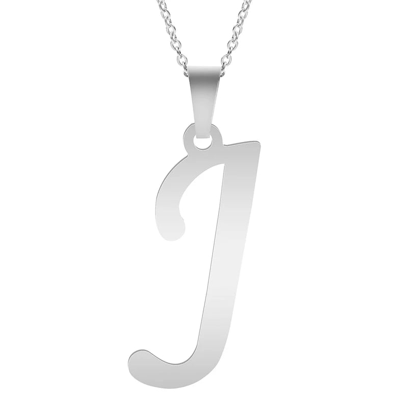 Stainless Steel Initial Necklace – Alphabet Letter Pendant Chain for Women and Men