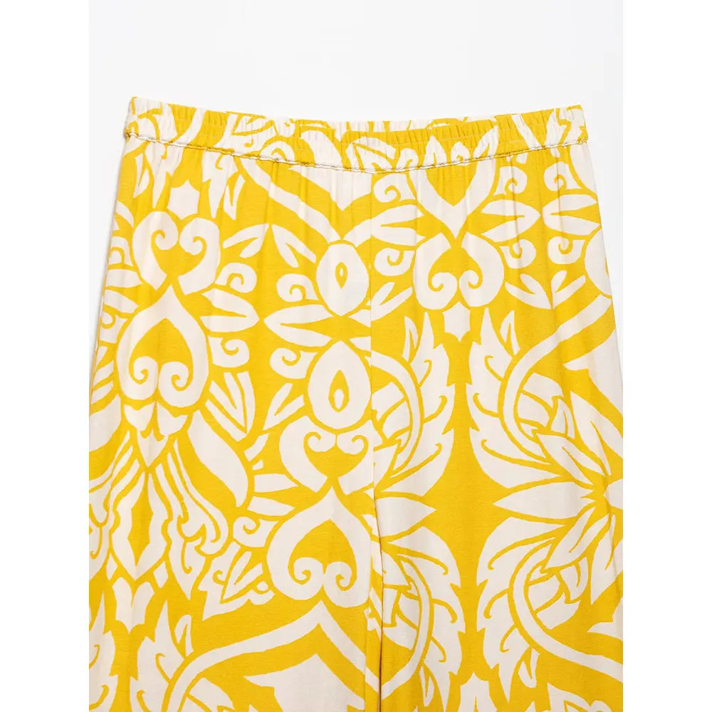 Solina Yellow Print Shirt and Wide-Leg Trouser Co-Ord Set – Bold Summer Two-Piece Holiday Outfit for Women