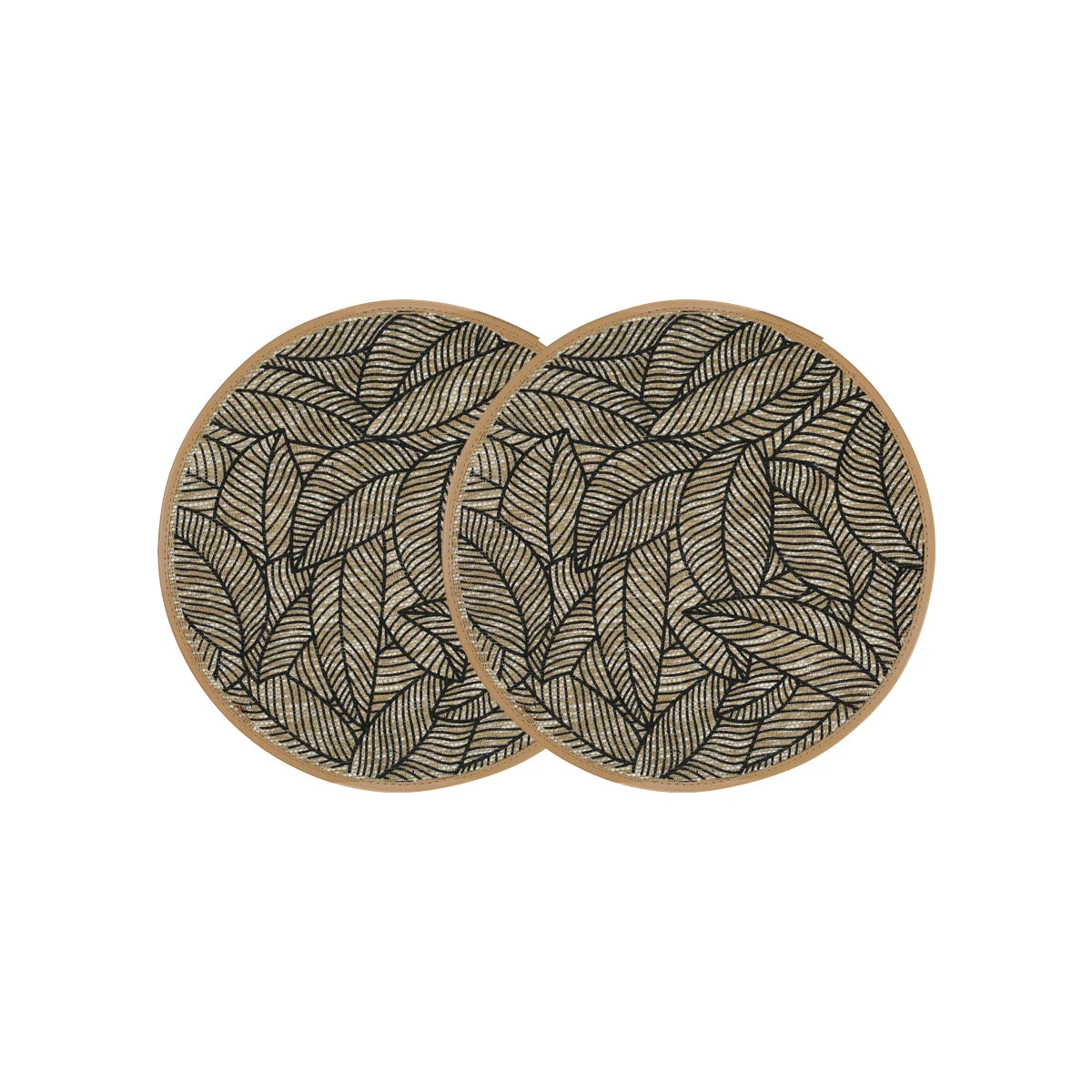 Boho Leaf Pattern Round Placemats for Dining Table – 2/4/6/8 Set Decorative Heat Resistant Table Mats