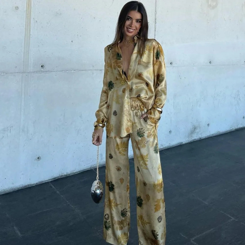 Gold Satin Co-Ord Set