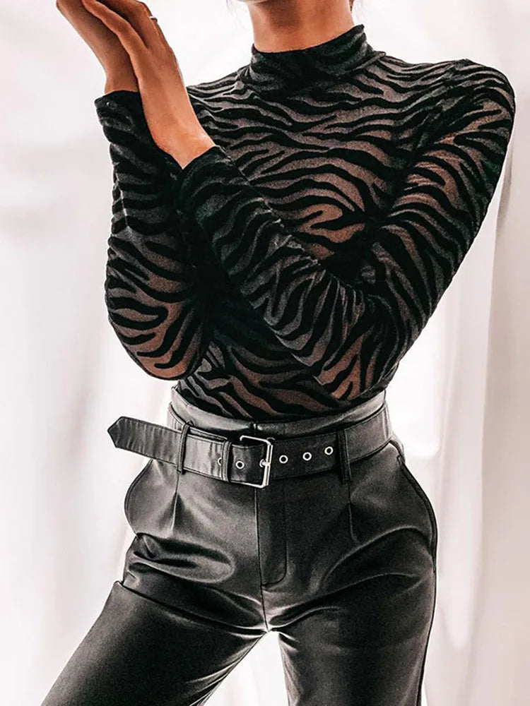 Sheer Zebra Print-Bodysuit