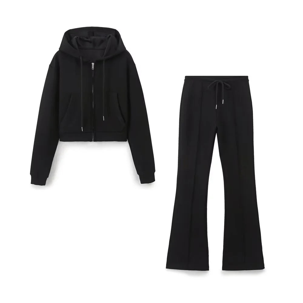 Cropped Hoodie & Flared Joggers Co-Ord Set