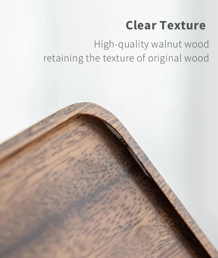 Natural Walnut Wooden Serving Tray – Rectangular Tea, Coffee, Snack & Food Storage Plate
