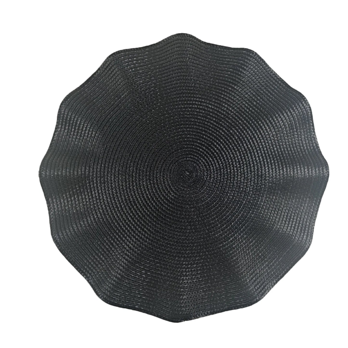 Braided Scallop Edge Placemats – Set of 6 Round 38cm Non-Slip Table Mats with Ripple Design for Dining Decor