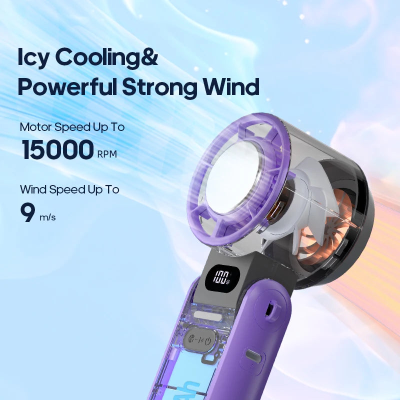 Portable Rechargeable Handheld Fan – 12-Hour Mini Cooling Fan with Adjustable Speeds