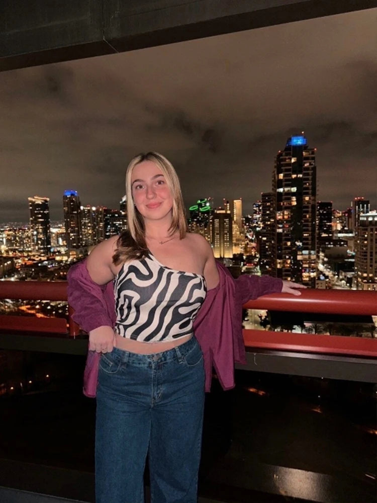 Zebra Print One-Shoulder Crop Top: A Bold and Trendy Statement Piece