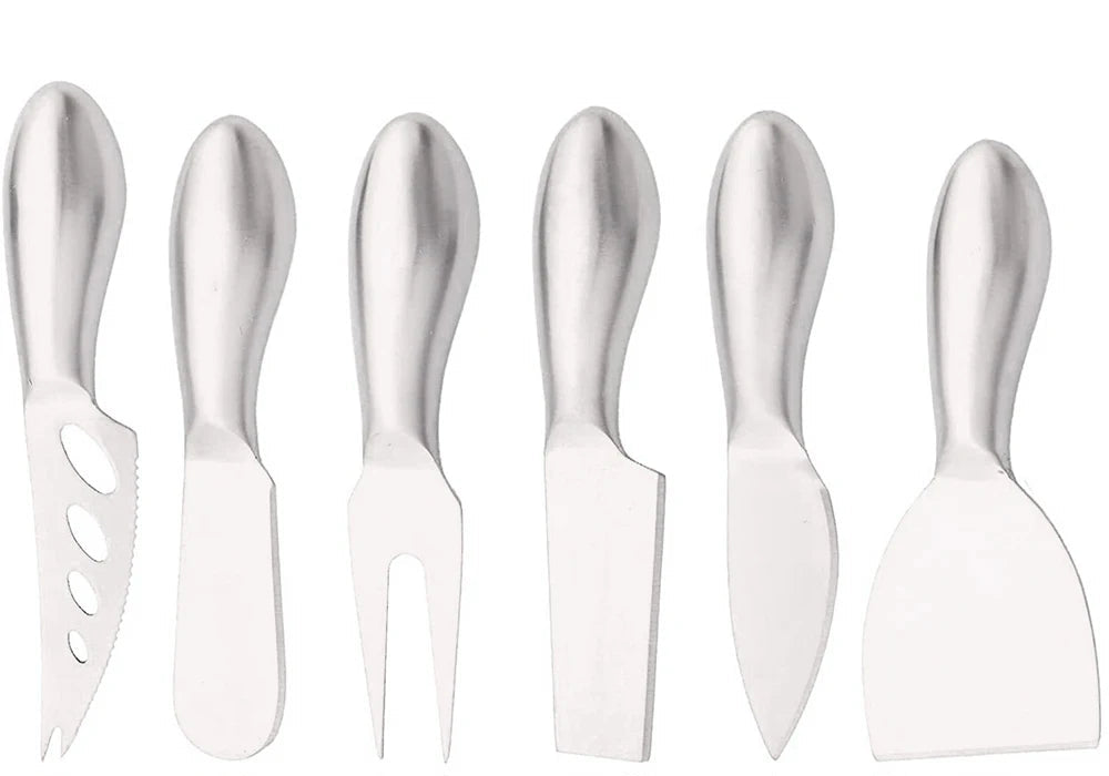 Cheese Knife Set – 6-Piece Stainless Steel Cheese Cutters for Soft & Hard Cheeses - In Various Colours