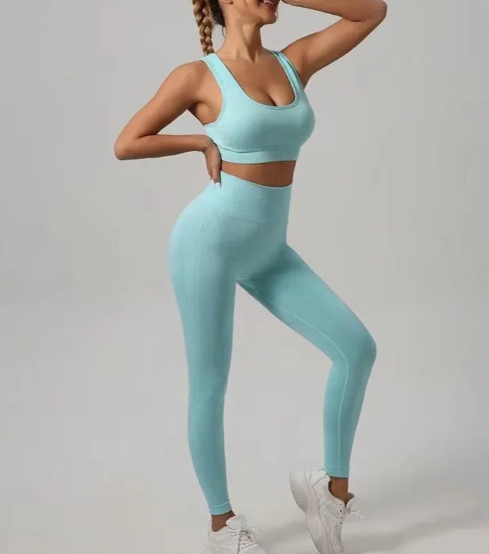 Women’s 2-Piece Gym Set – Sports Bra & High Waist Leggings Activewear Outfit for Gym, Yoga, Pilates & Training