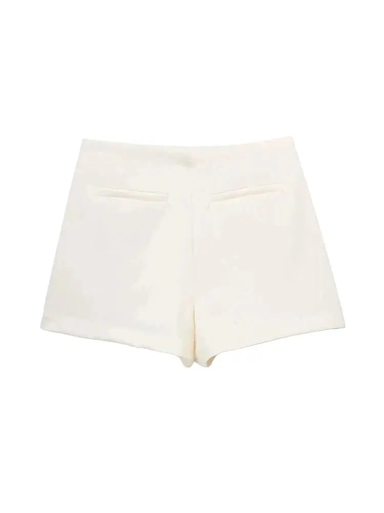 Eliora Asymmetric Mini Skort – High Waisted Tailored Wrap Shorts in Multiple Colours