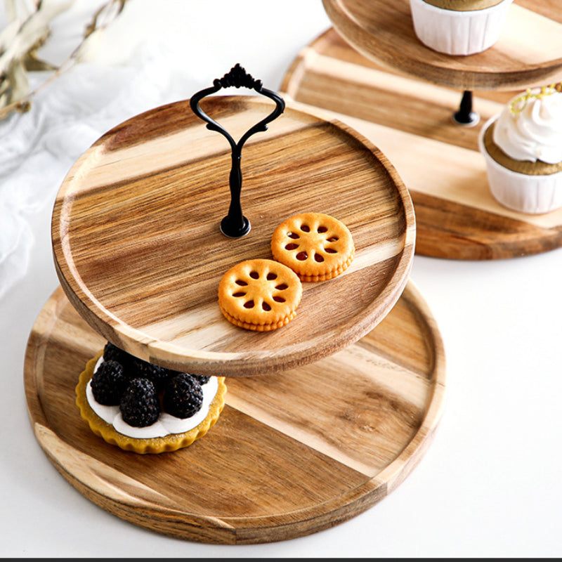 Wooden Tiered Cake Stand – 2 or 3 Tier Round Dessert Display Tray for Afternoon Tea, Wedding or Party