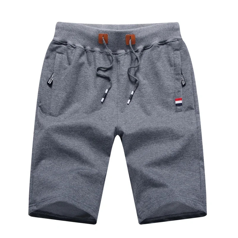 Men’s Summer Cotton Drawstring Shorts – Casual Knee-Length Bermuda Shorts in White, Black, Navy, Grey & Green