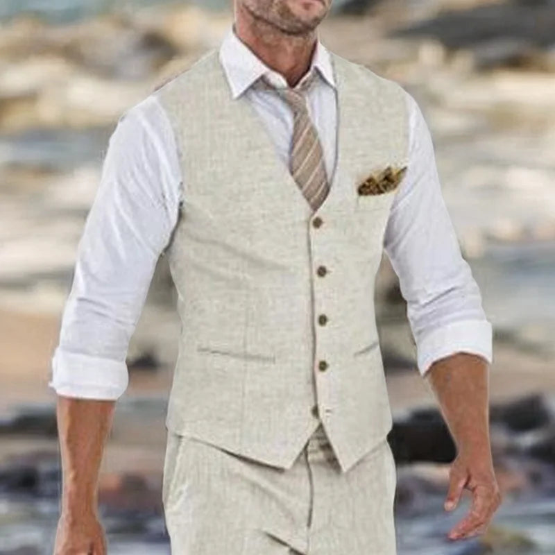 Beige Linen Waistcoat
