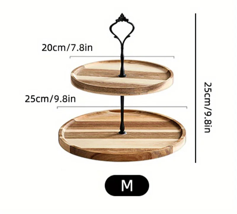 Wooden Tiered Cake Stand – 2 or 3 Tier Round Dessert Display Tray for Afternoon Tea, Wedding or Party